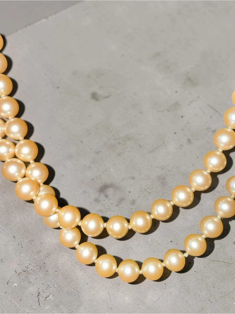 Vintage Monet 34” Faux Pearl Necklace Signed Gold Tone Clasp